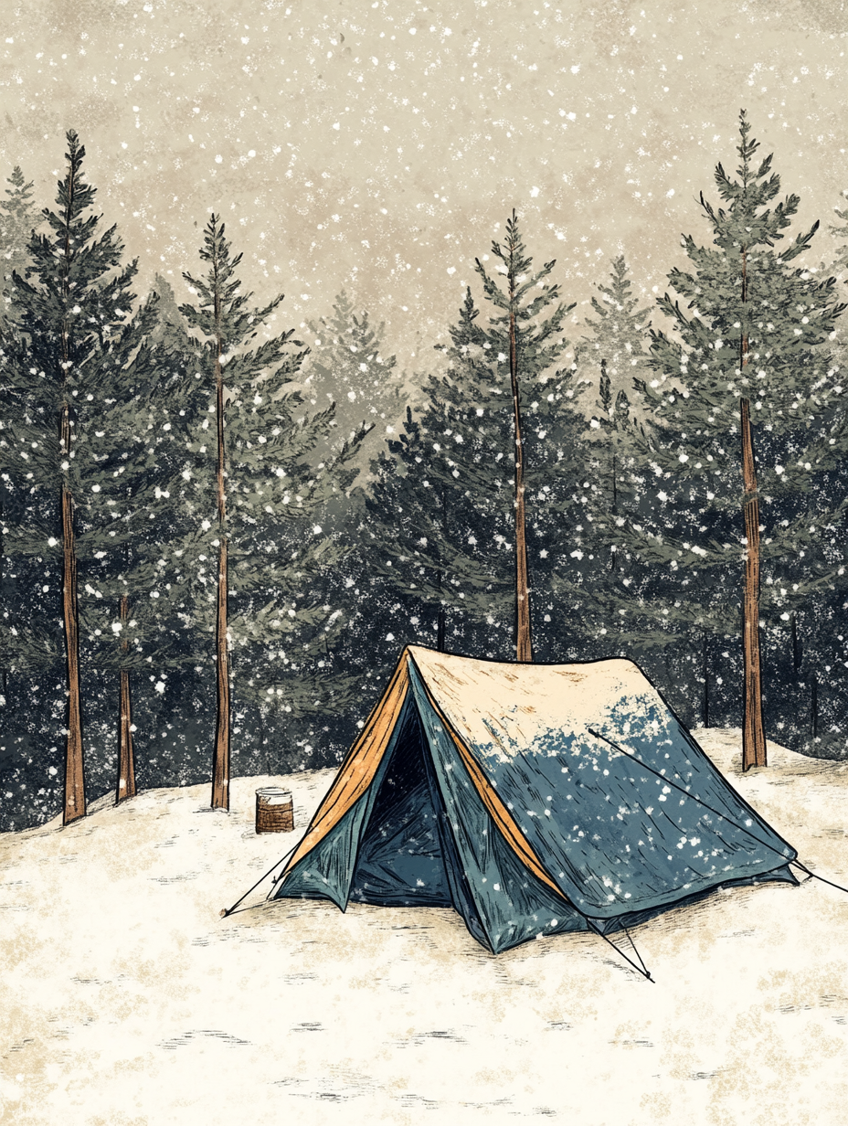 Camping in Falling Snow