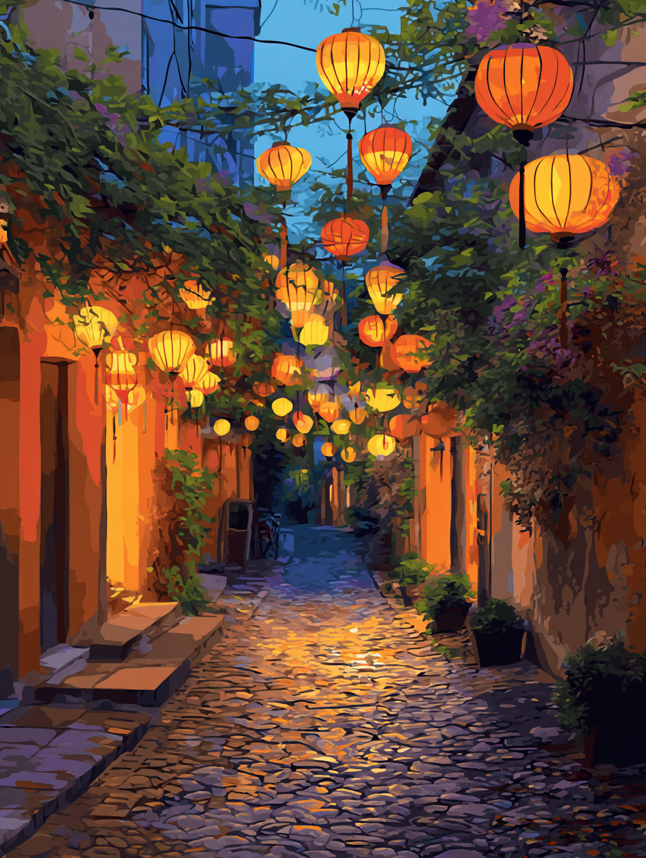 Evening Glow Festive Alley