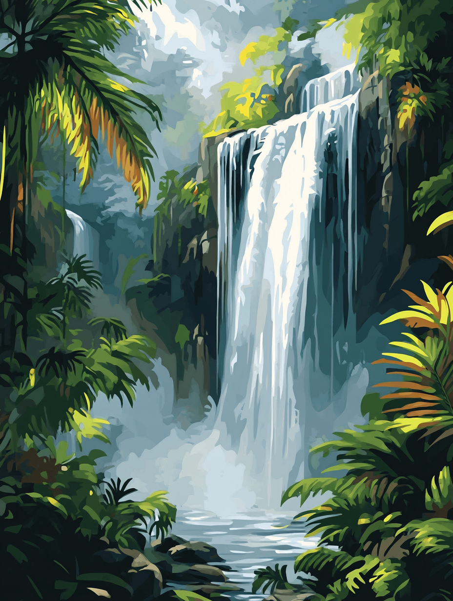 Exotic Waterfall Green Paradise