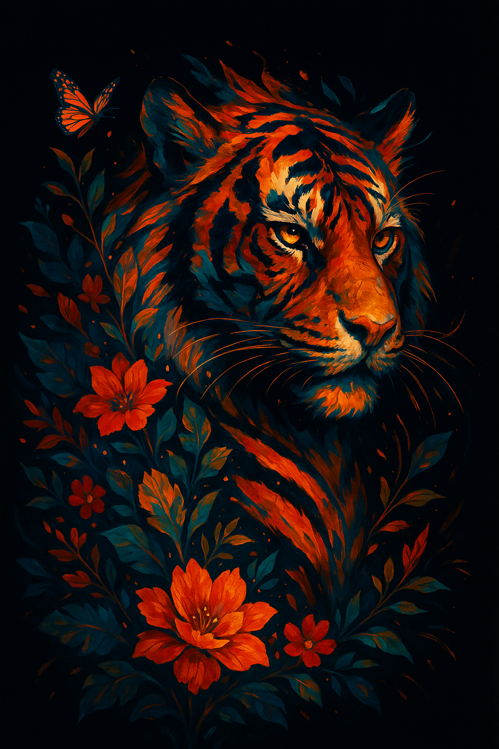Floral Adorned Tiger