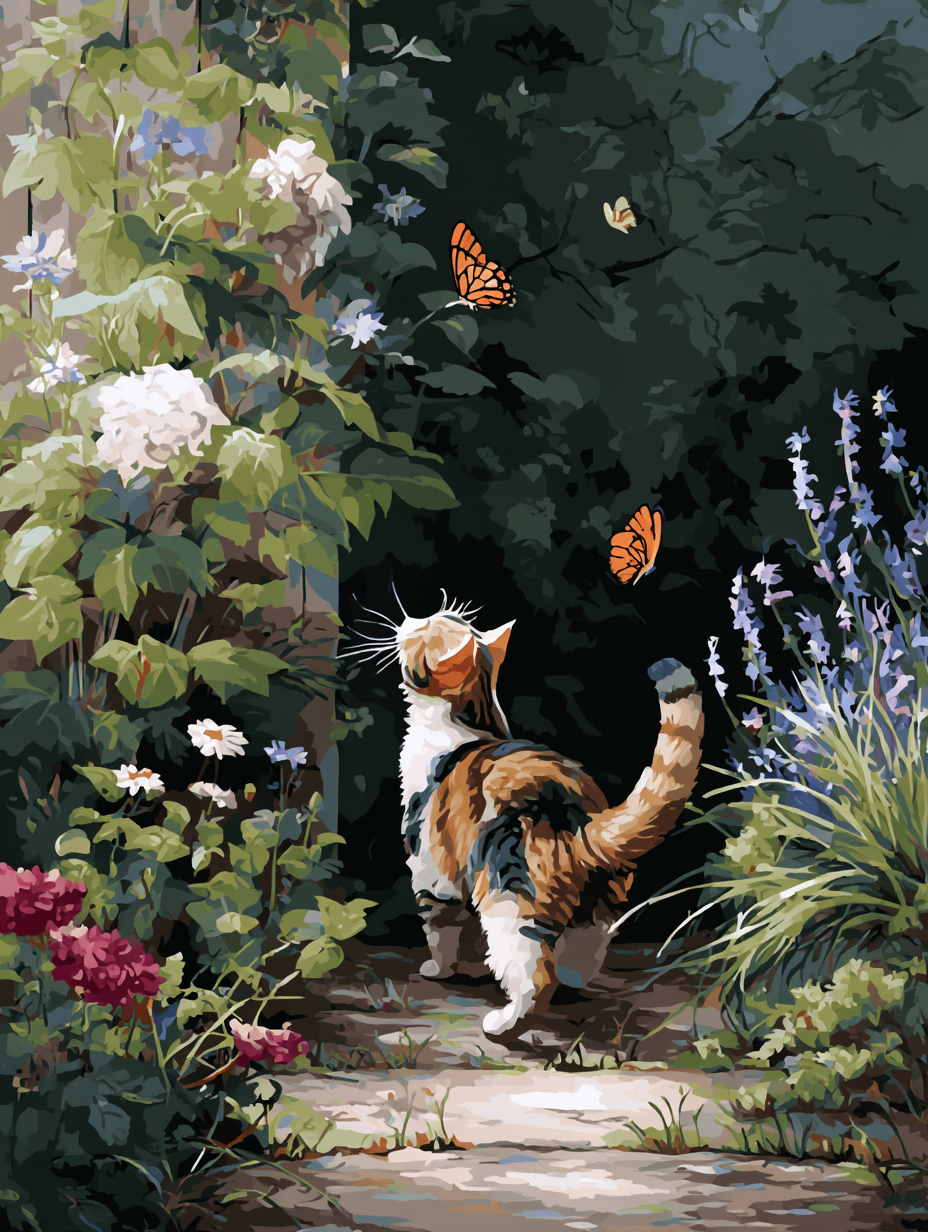 Garden Path Curious Cat