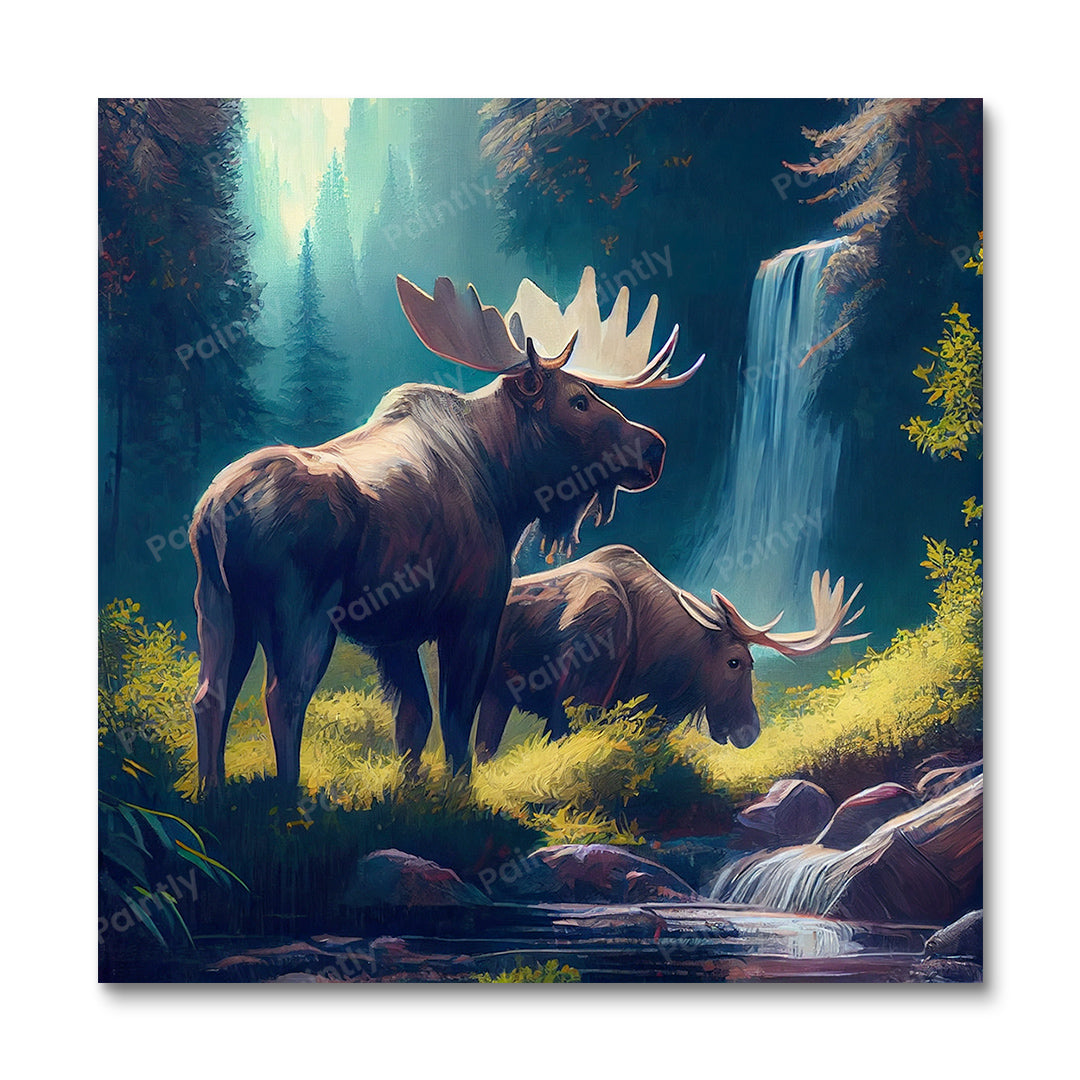 Moose by the Waterfall II
