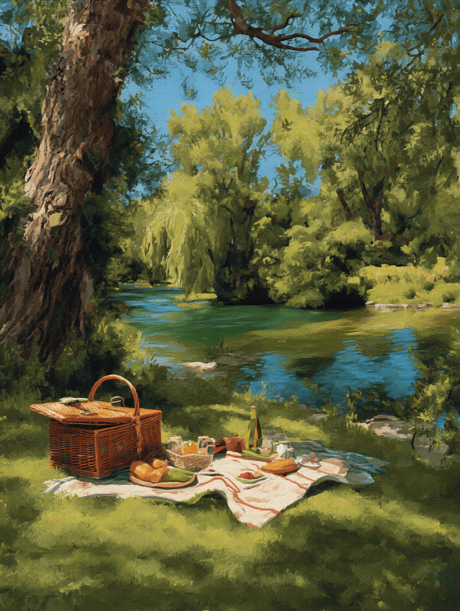 Lakeside Picnic Sunny Day