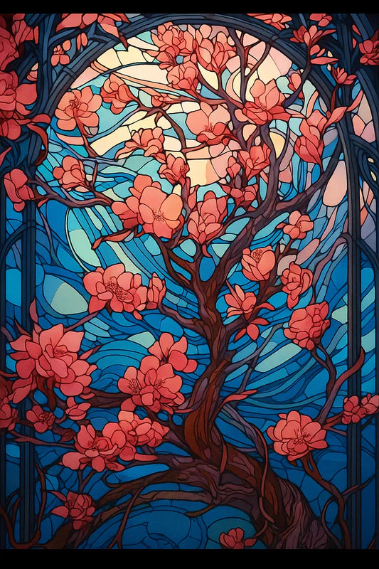 Stained Glass Midnight Magnolia