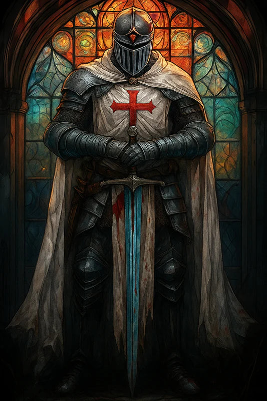 Stained Glass Knight of the Cross