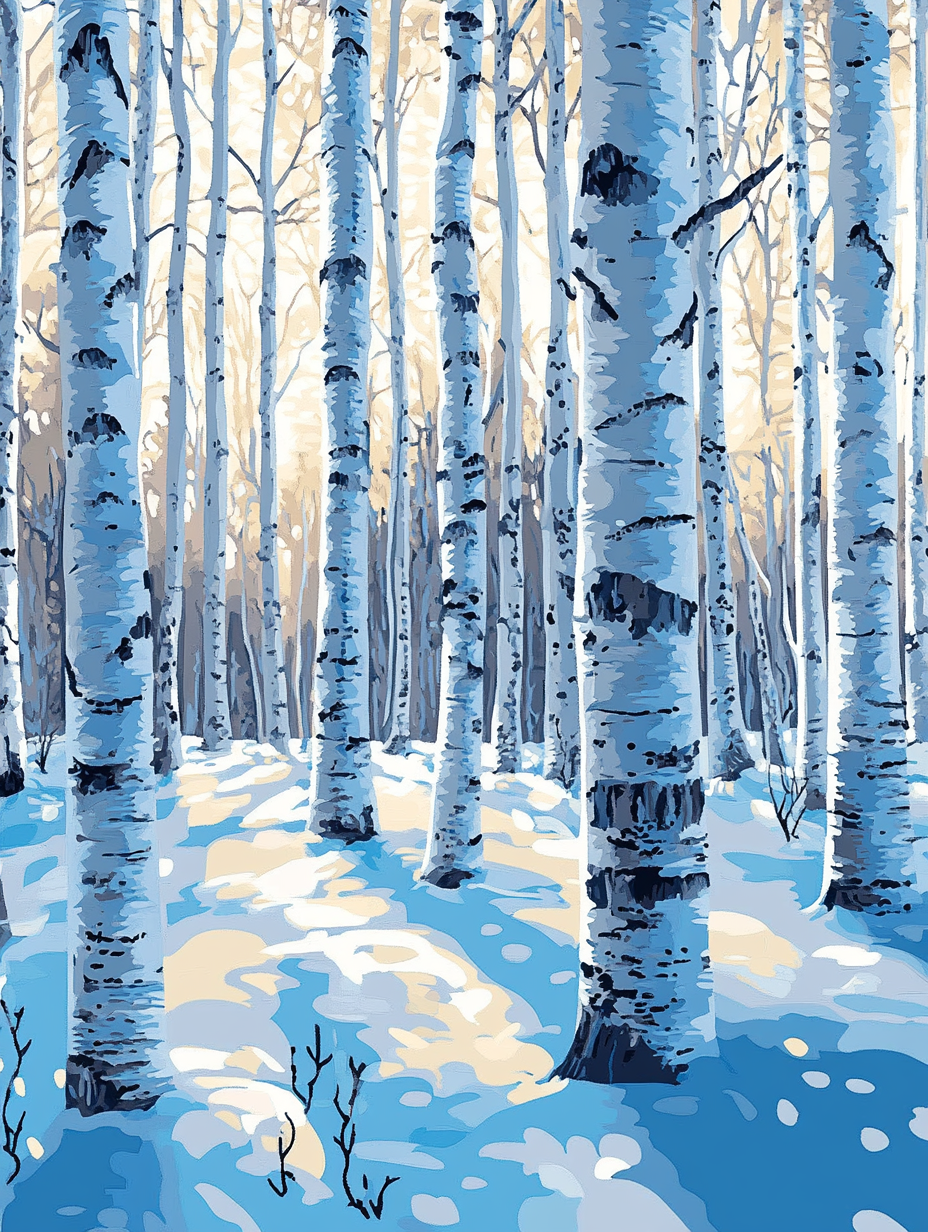 Snowy Woods Sunlight Shadows