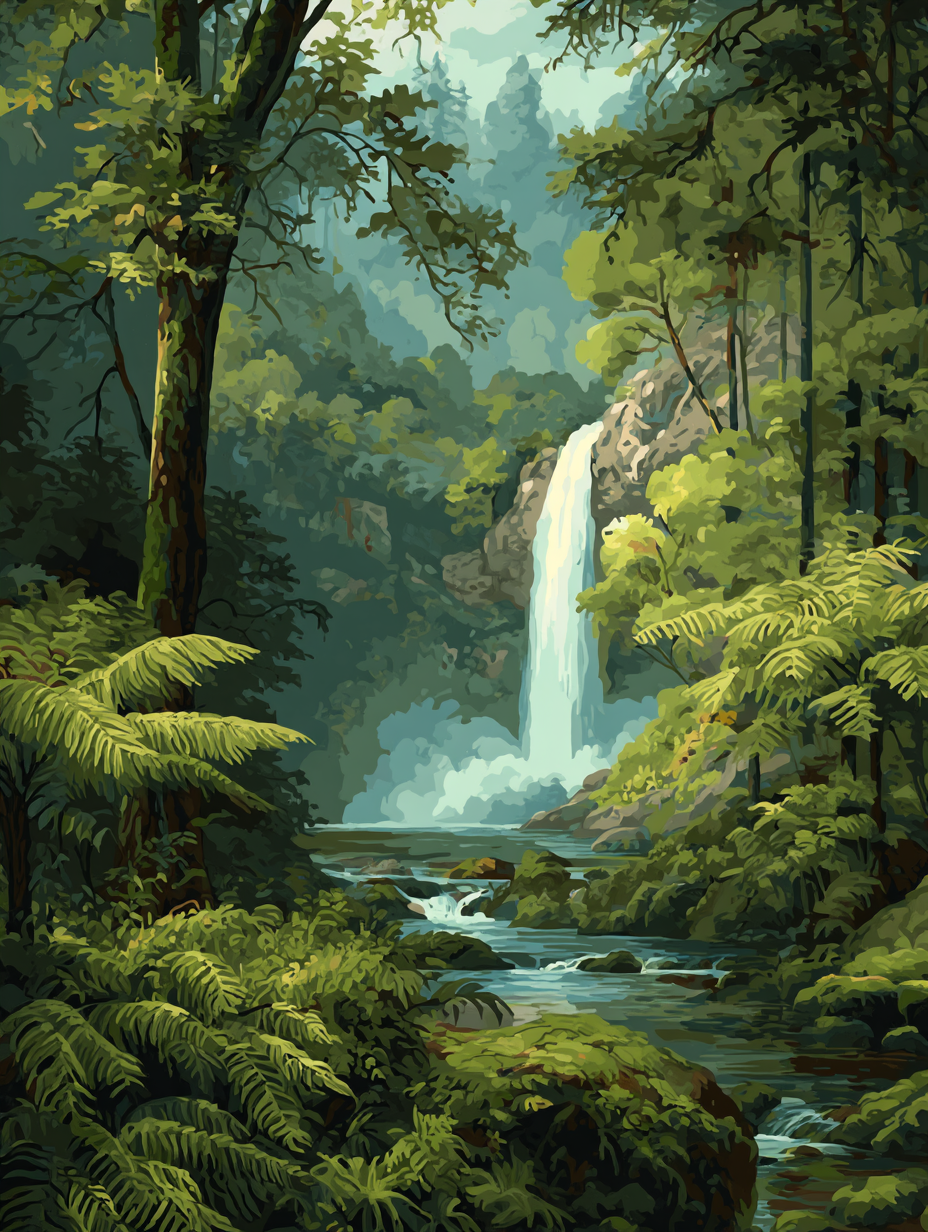 Tropical Rainforest Waterfall Paradise