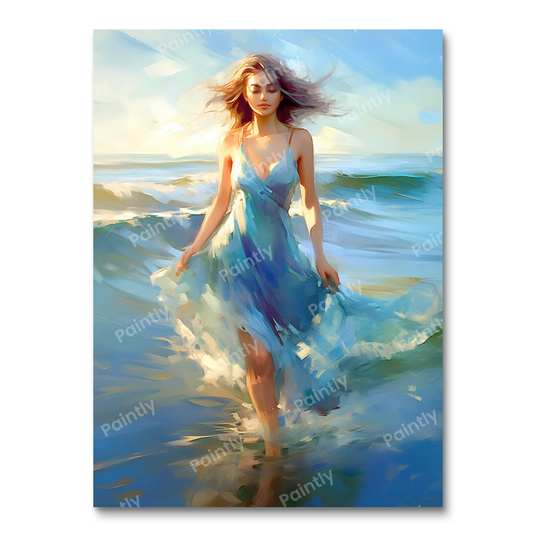 Blue Dress Girl on the Beach
