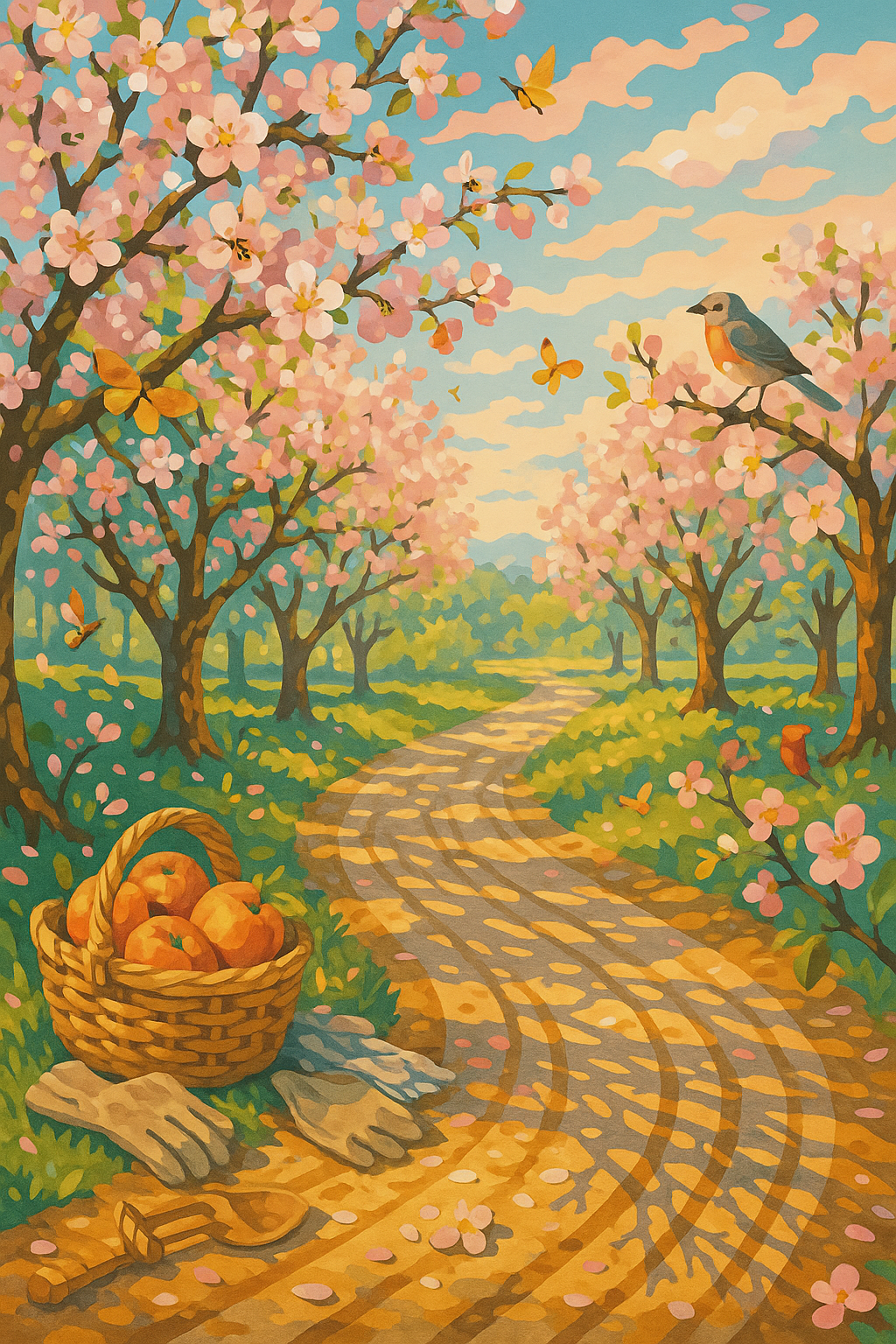 Peach Blossoms Along the Path