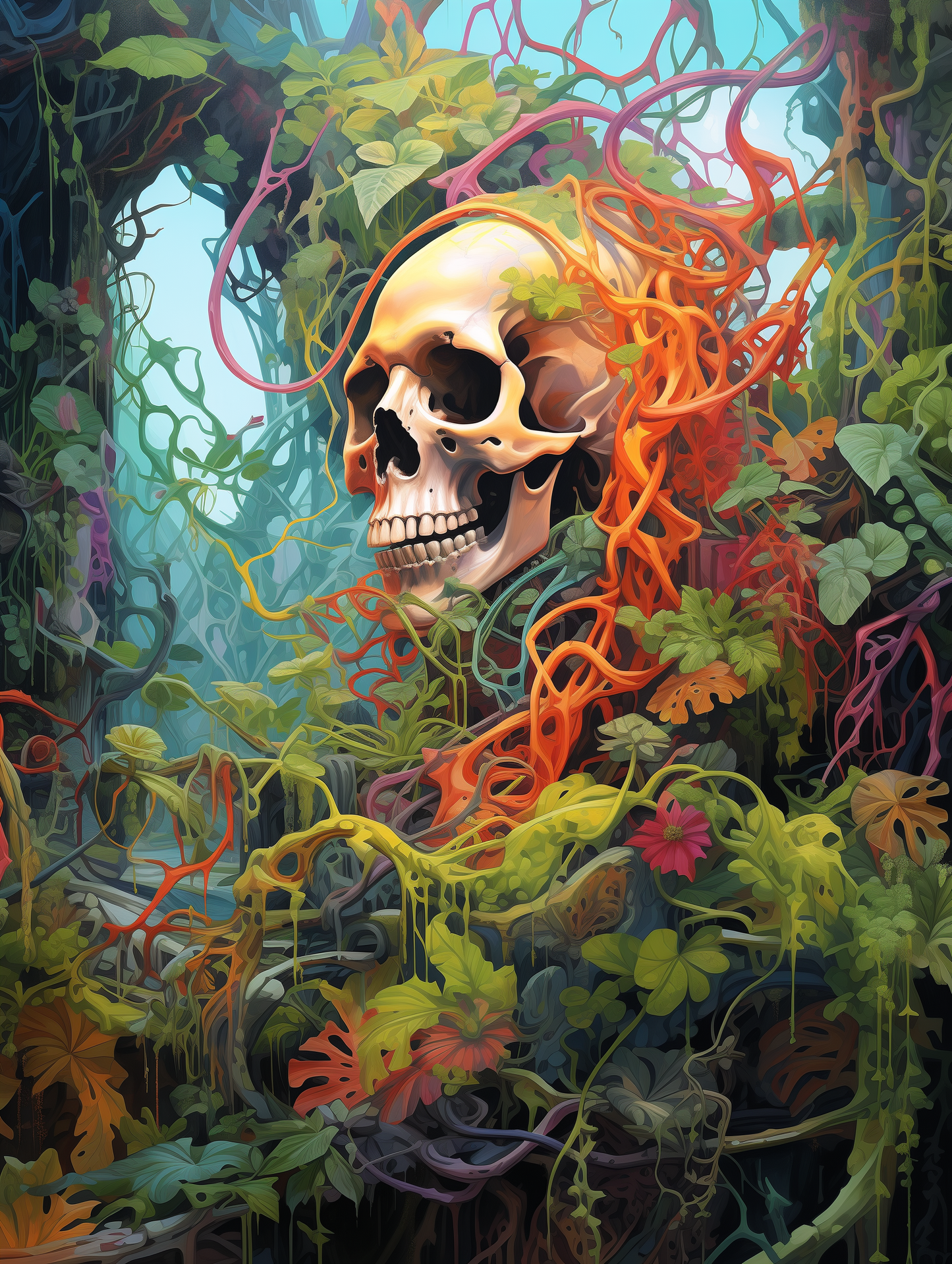 Skull in Coral Bloom