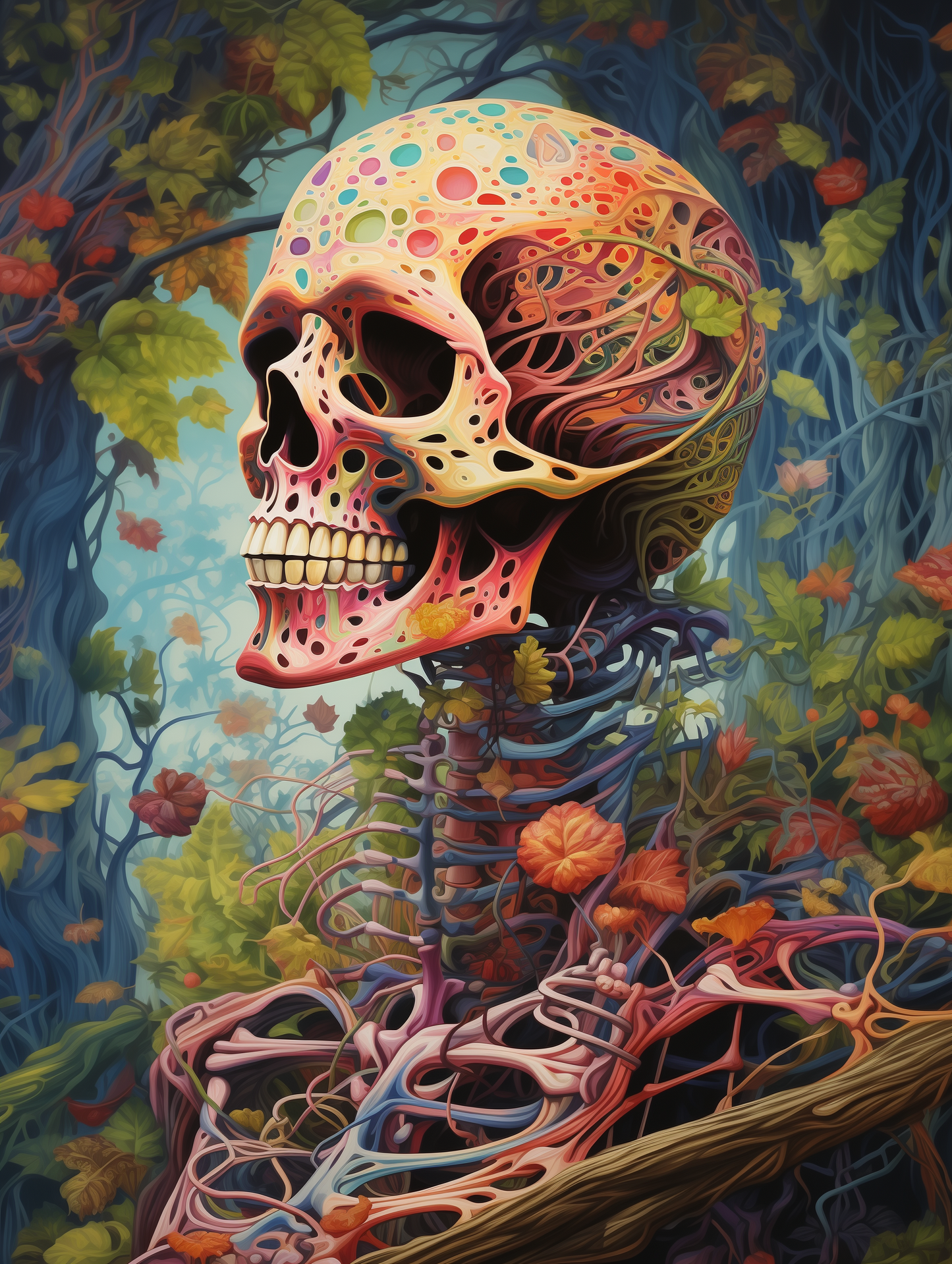 Skull Entwined in Sea Roots