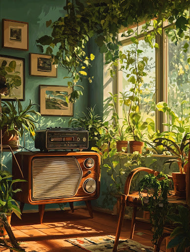 Sunroom, Vintage Radio, & Vines