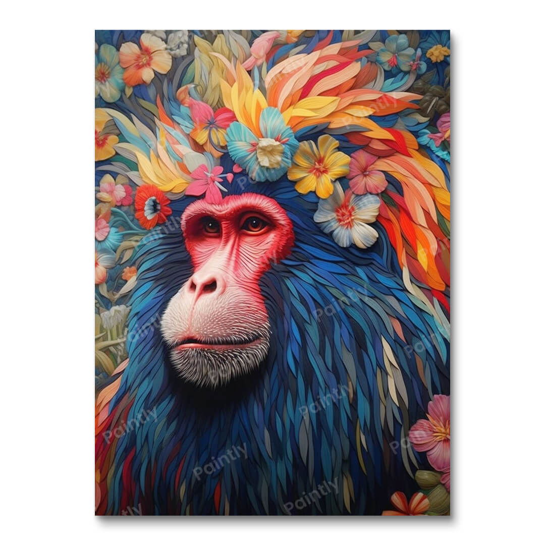 Floral Mandrill Baboon