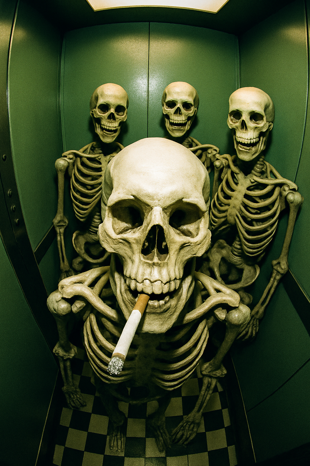 Skeletons in Green Elevator