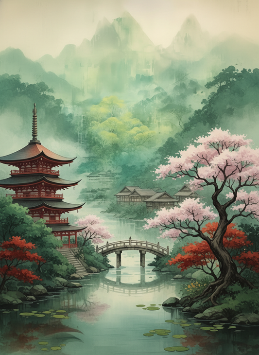 Pagoda by the Misty Lake
