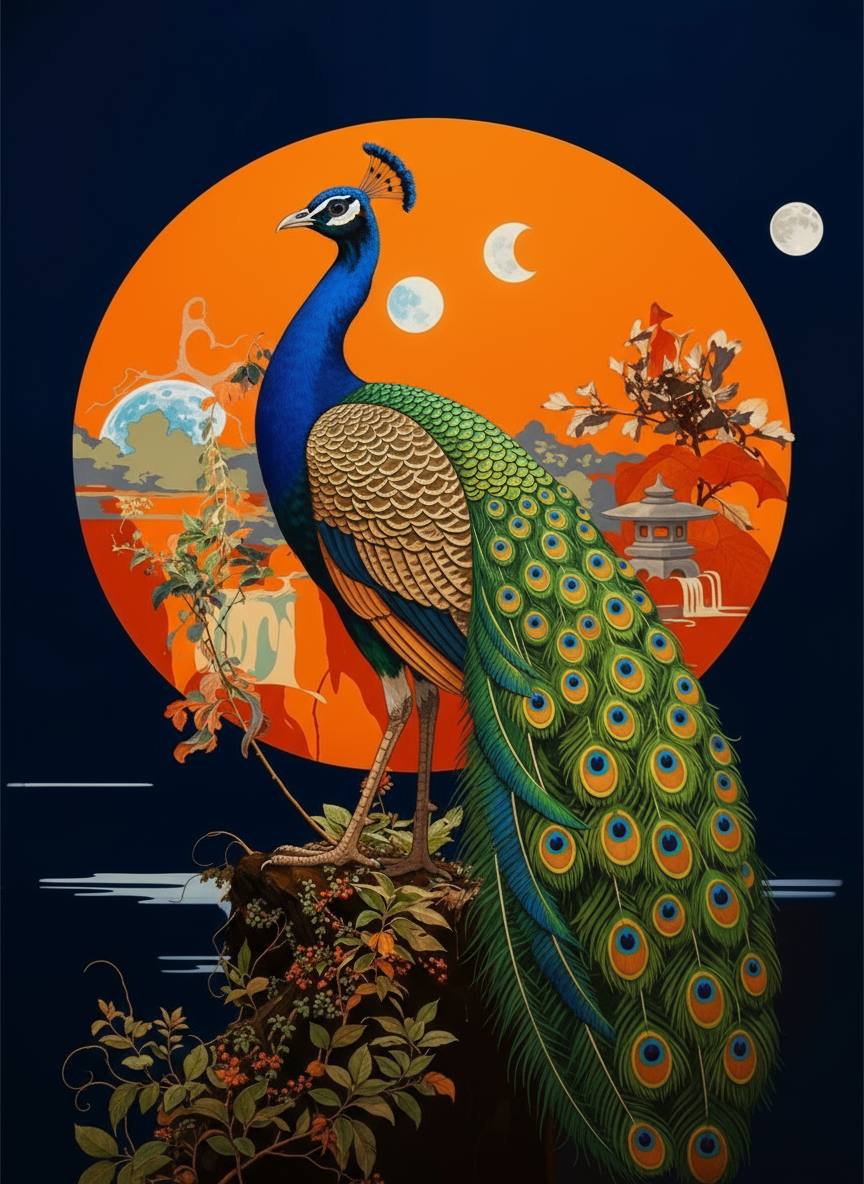 Peacock Beneath the Moons
