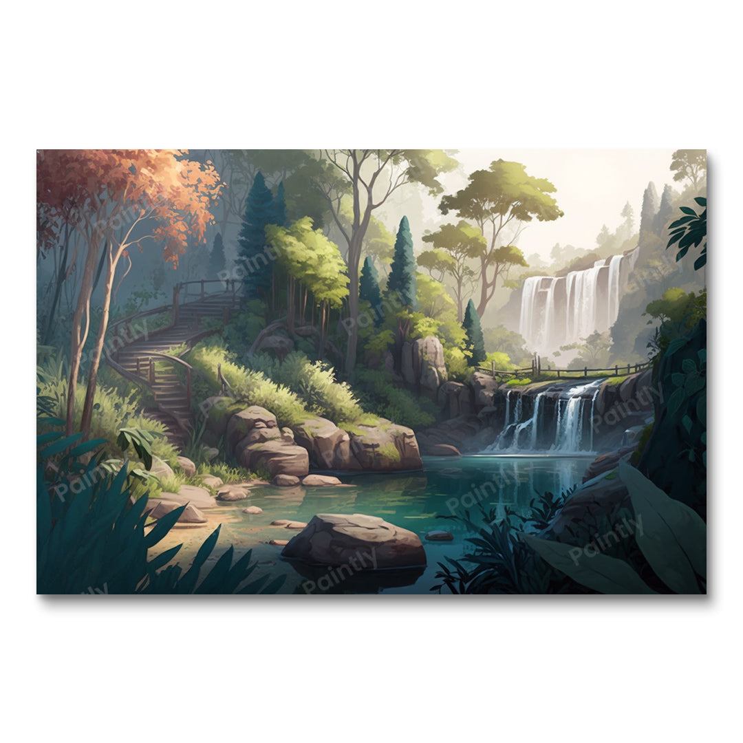 Foggy Jungle Waterfall Haven