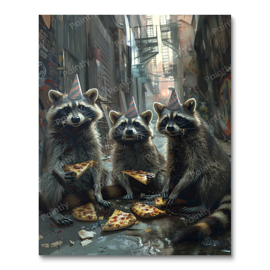 Raccoon Pizza Party