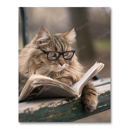Cat Reading a Newspaper