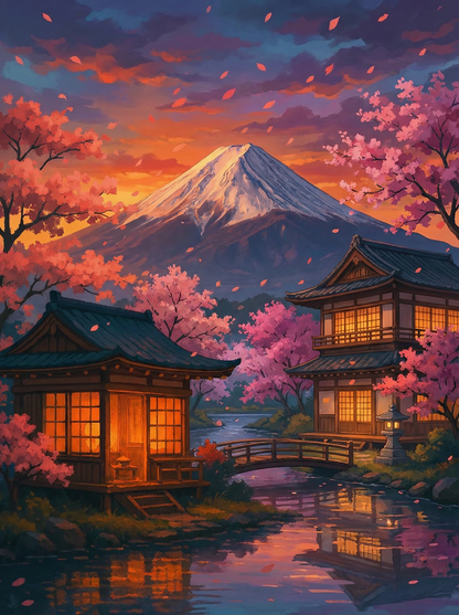 Mt. Fuji Cherry Blossom Evening
