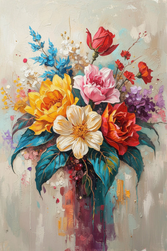 Abstract Bouquet, Colorful Vase