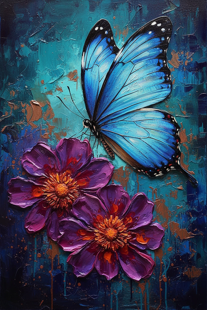 Butterfly on Textured Blue
