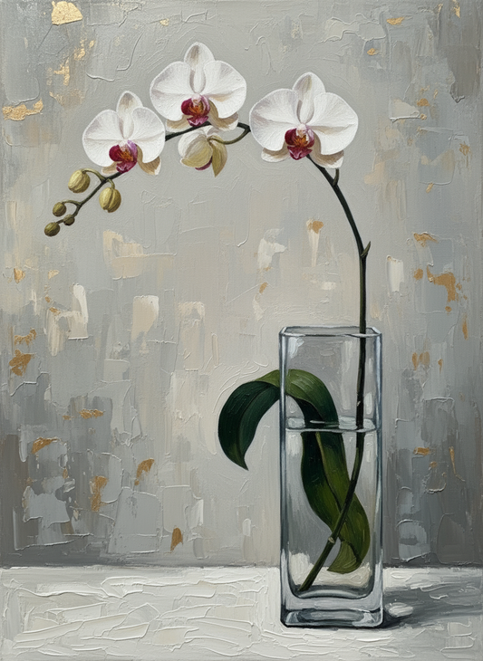 White Orchid in Glass Vase