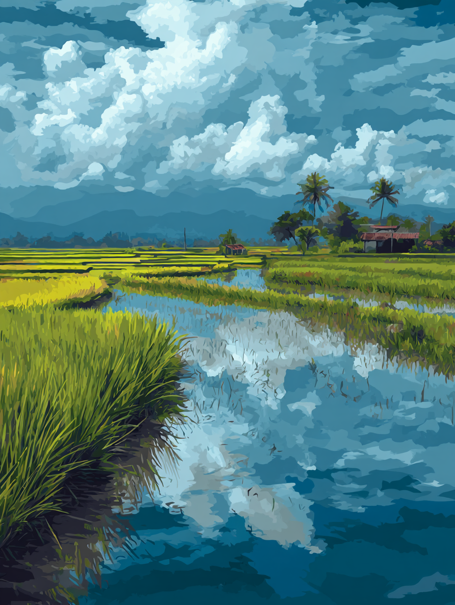 Asian Fields Sky Mirror