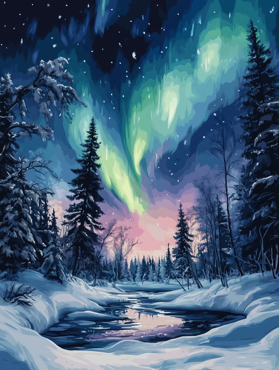 Aurora Winter Forest