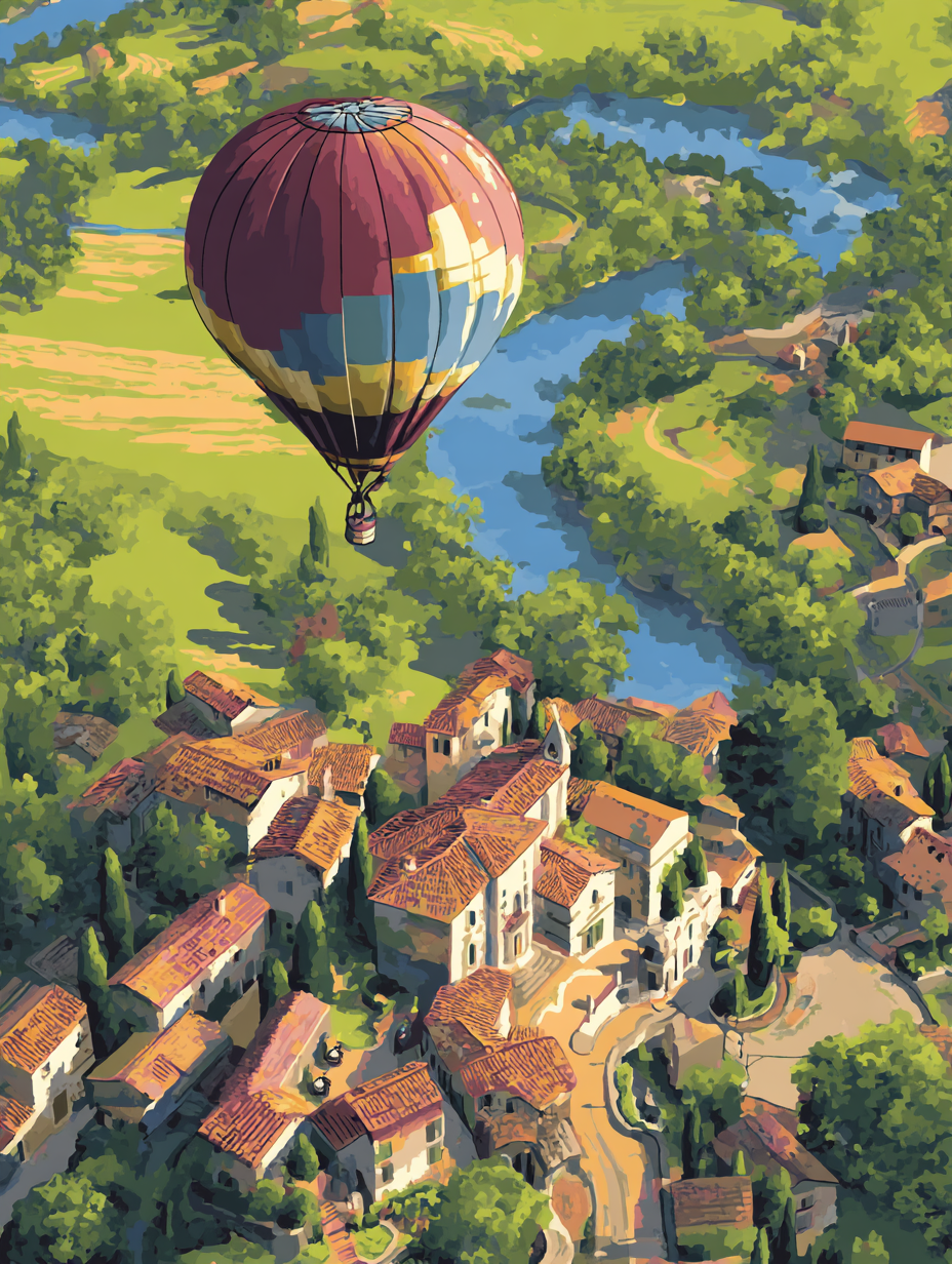 Balloon Over European Town