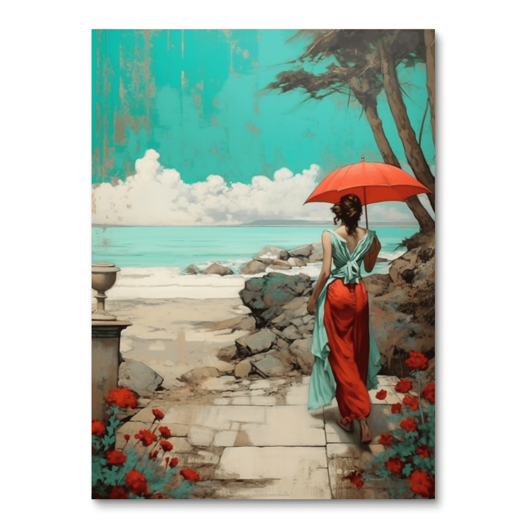 Woman Walking to the Beach