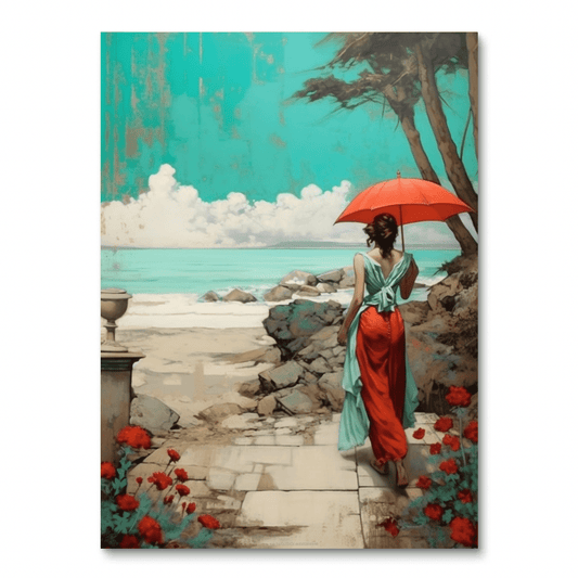 Woman Walking to the Beach