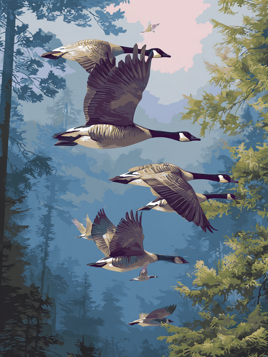 Canada Geese Forest Flight