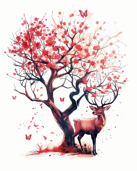 Cherry Blossom Deer