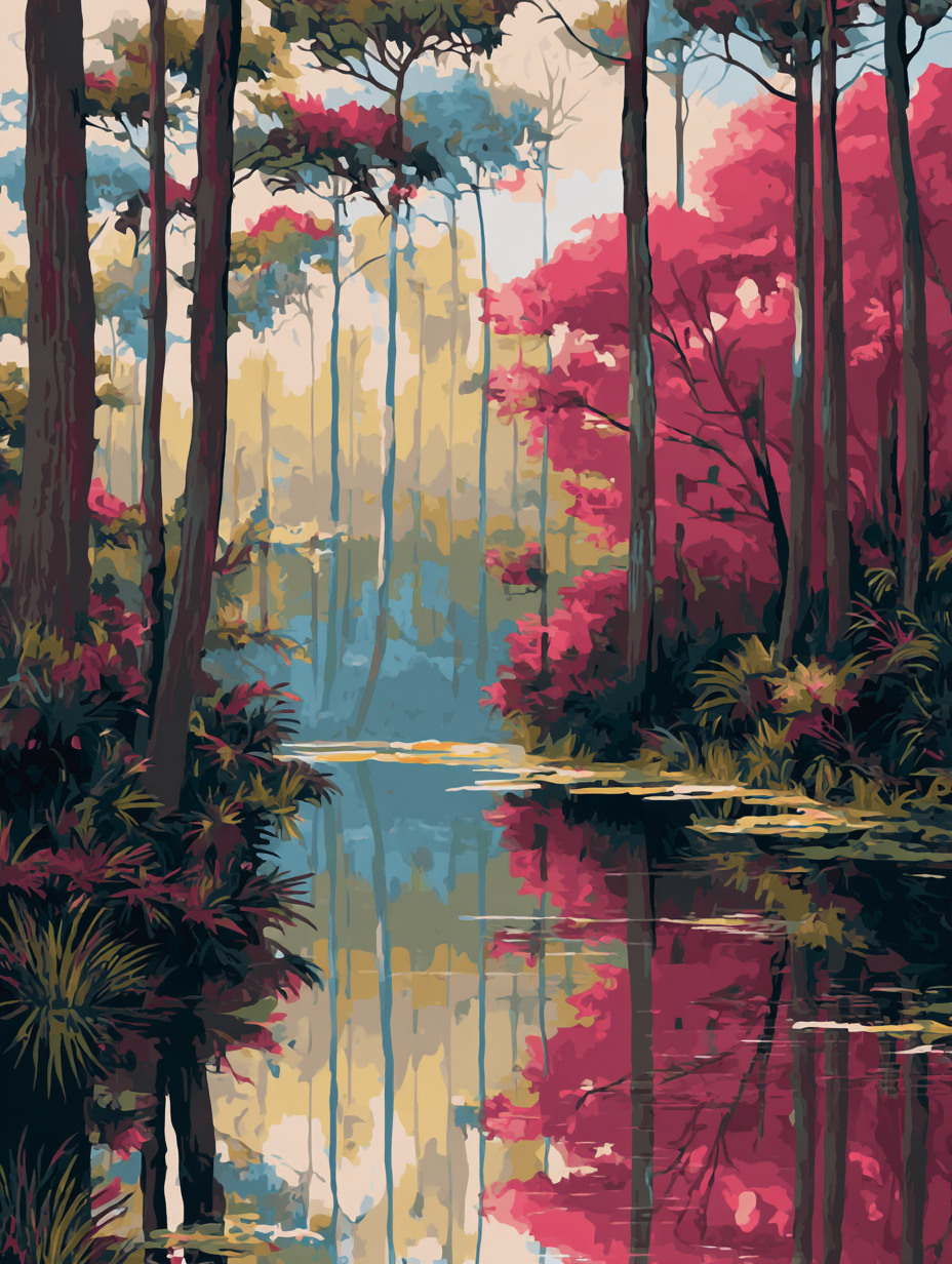 Colorful Forest River Reflections