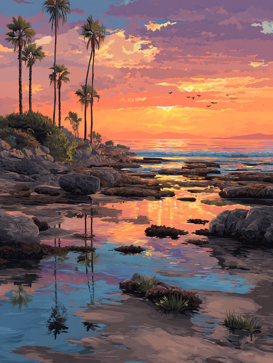 Colorful Sunset Beach Scene