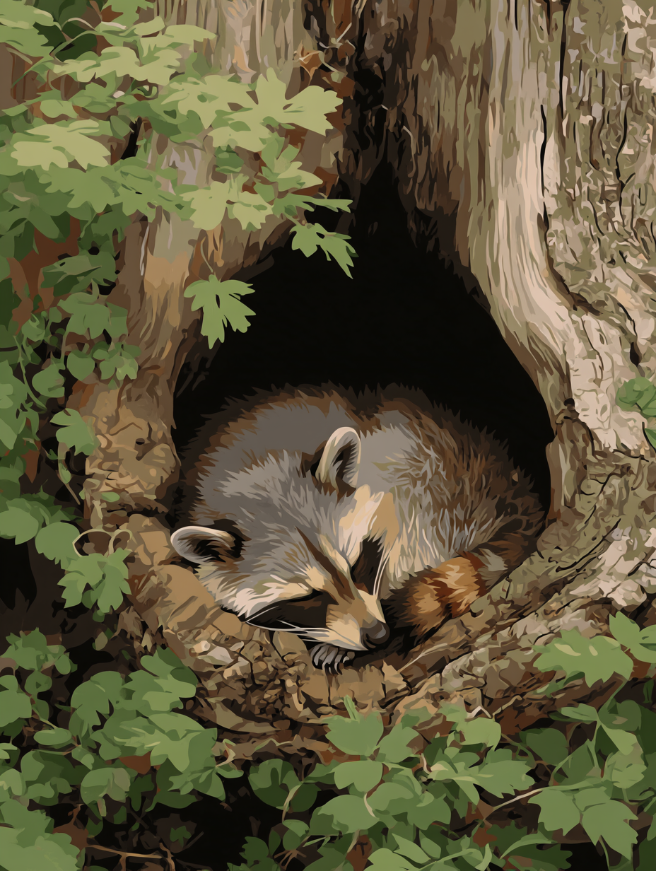 Cozy Raccoon Tree Shelter