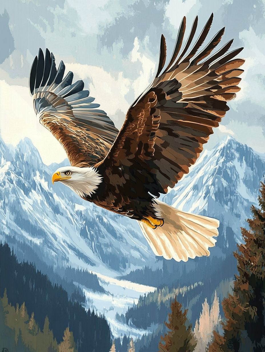 Eagle Over Peaks