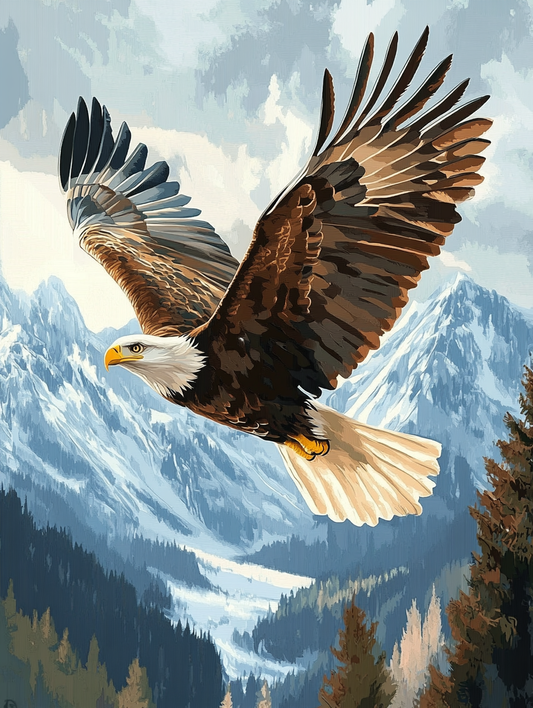 Eagle Over Peaks