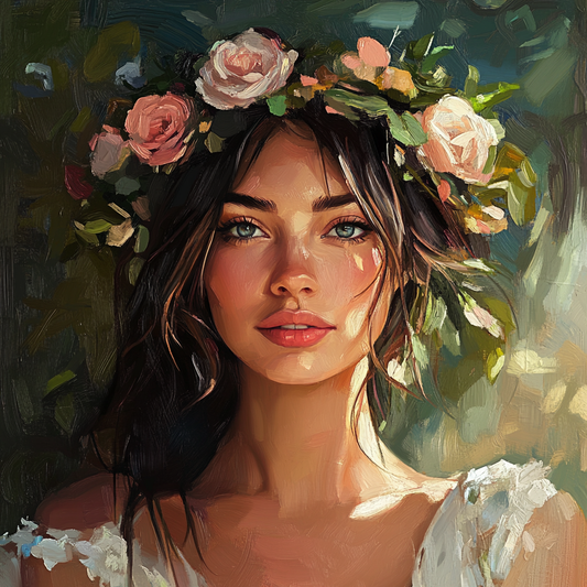 Elegant Woman Flower Adorned