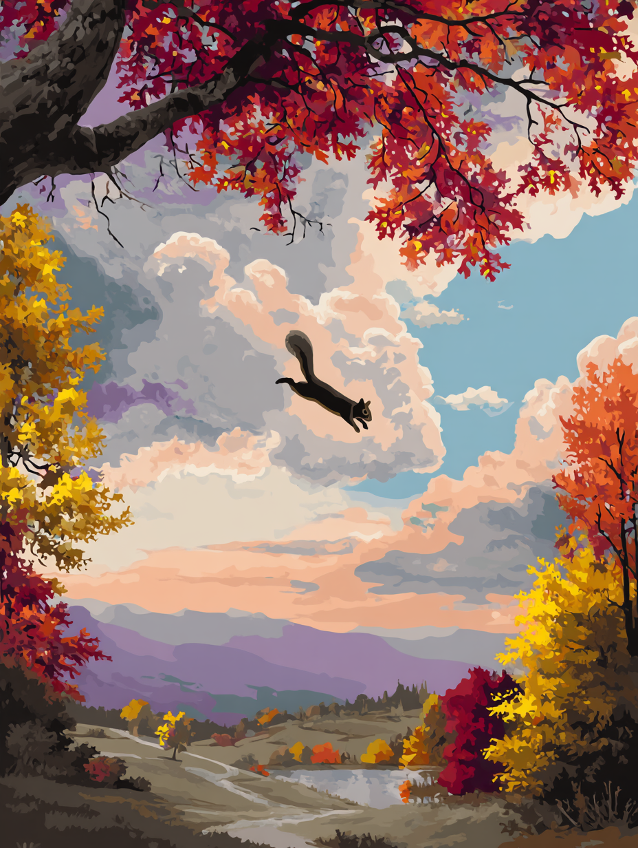 Flying Squirrel Autumn Landscape