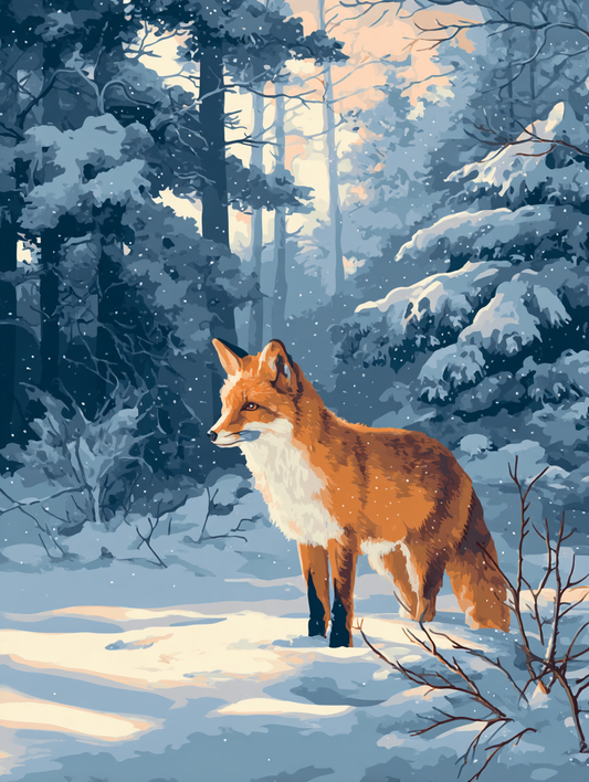 Fox in Snowy Woods