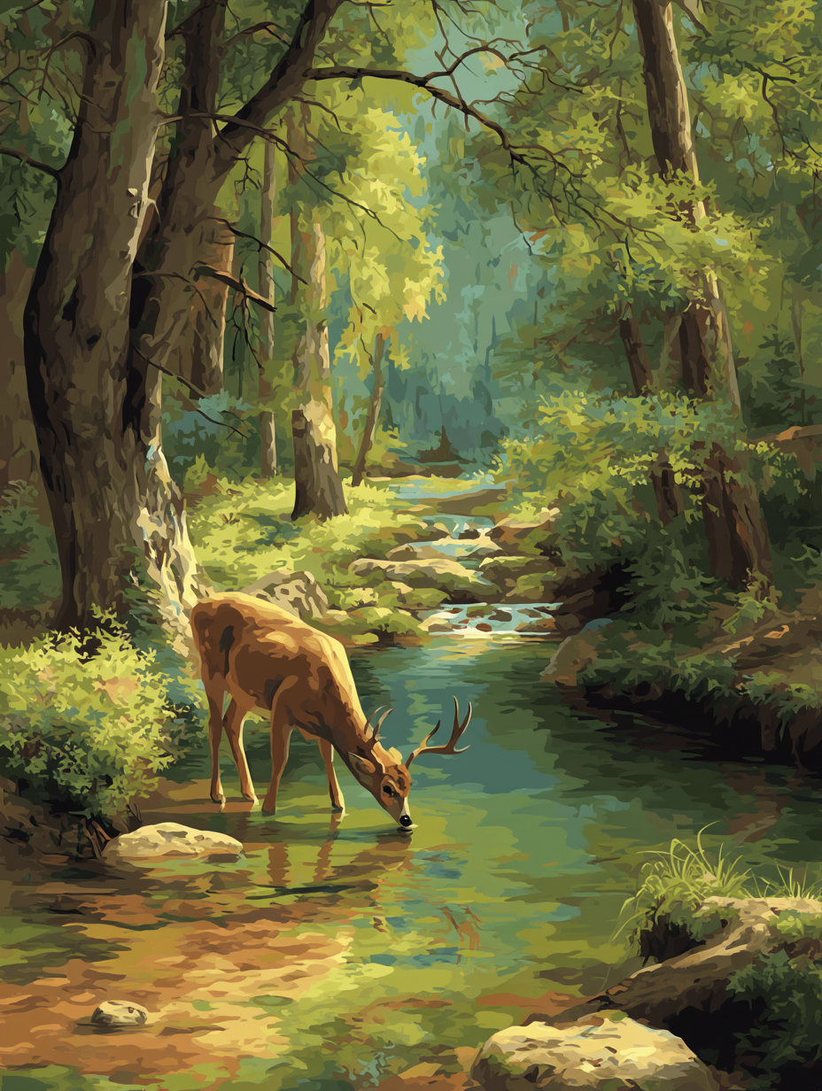 Gentle Deer Flowing Creek