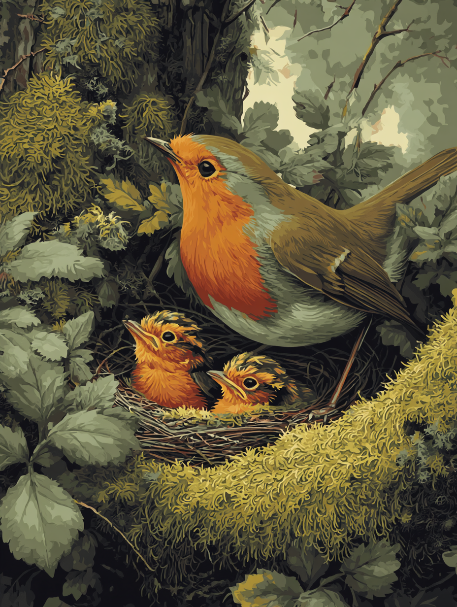 Gentle Robin Family Nest