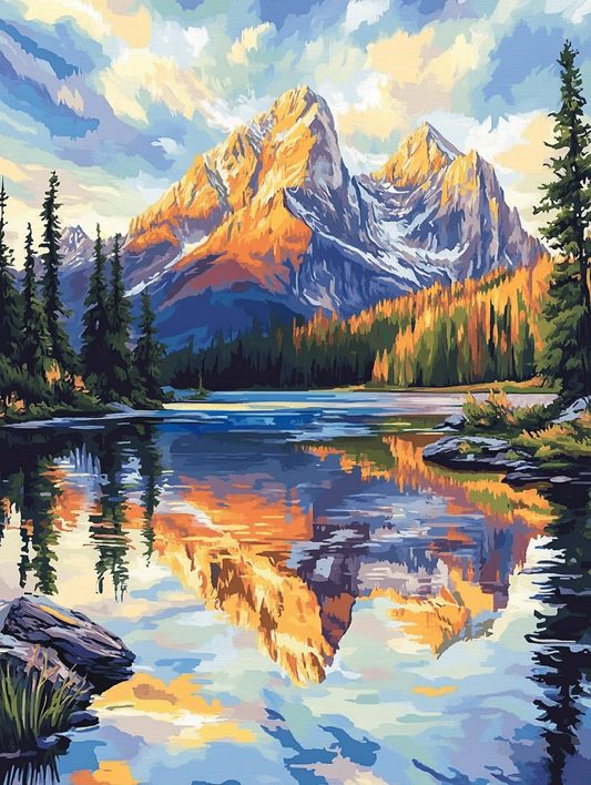 Golden Light Mountain Mirror