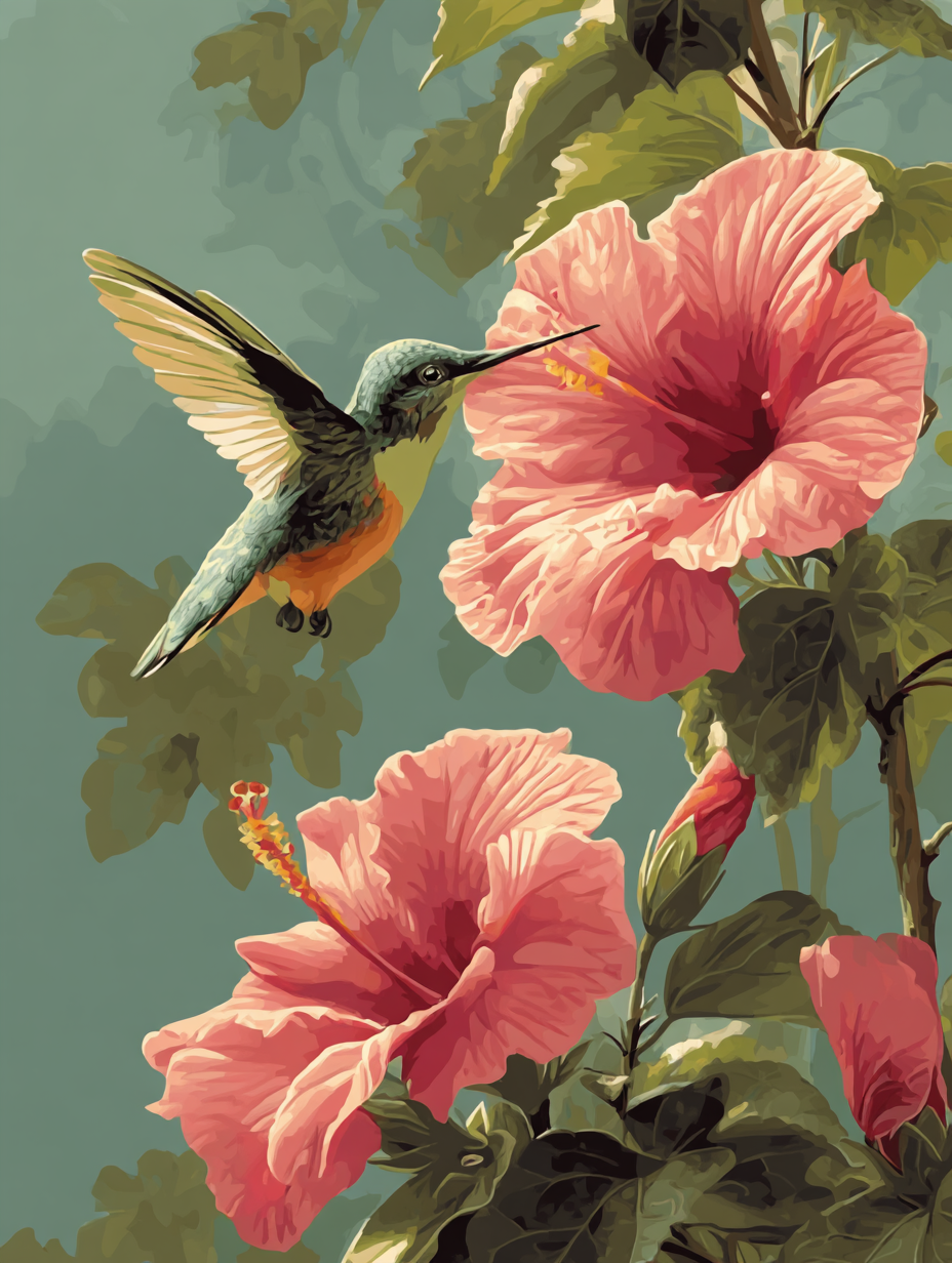 Hummingbird and Hibiscus