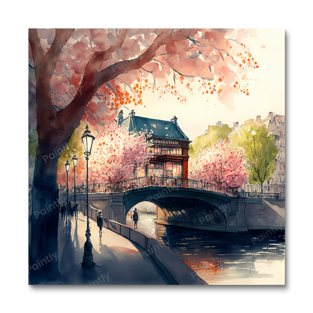 Cherry Blossom Over River II