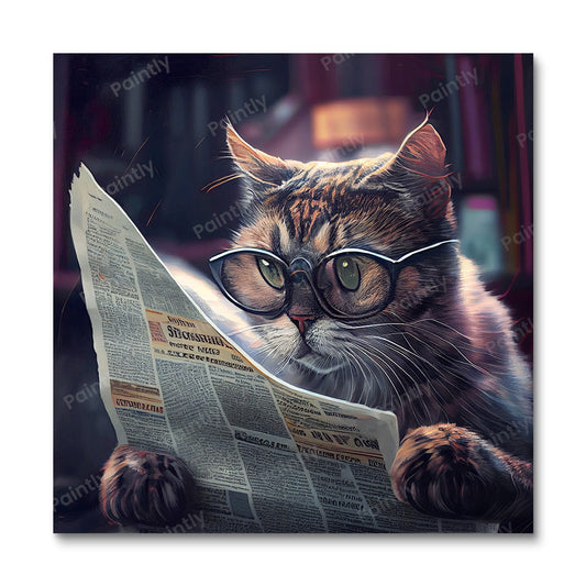 Cat Reading Newspaper I by Wes