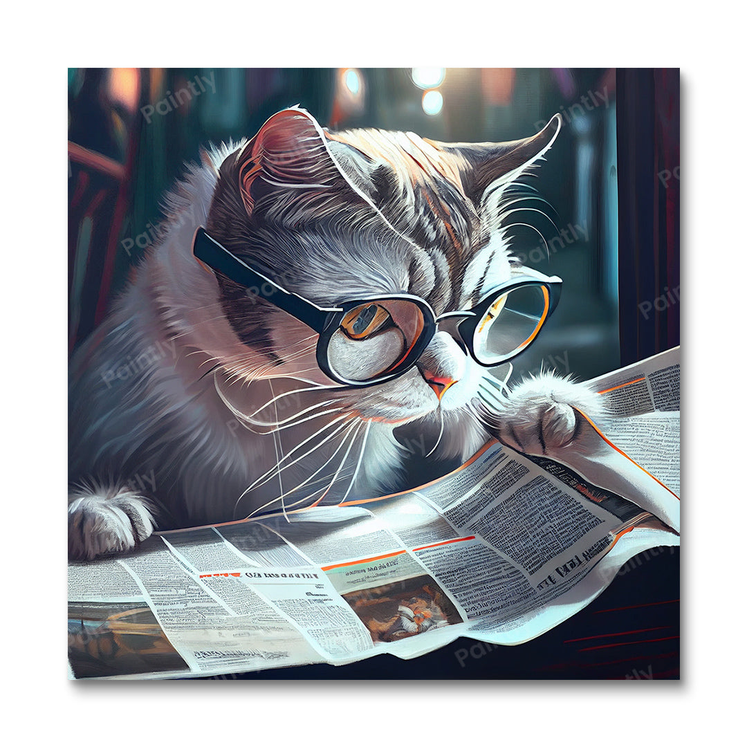 Cat Reading Newspaper II by Wes