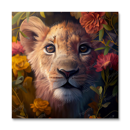 Floral Lion Cub I by Kian